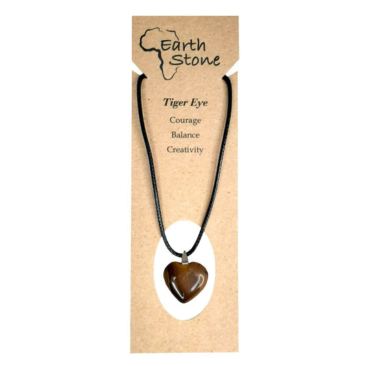 Earth Stone Collection - Heart Tiger's Eye Stone Necklace - The Flex