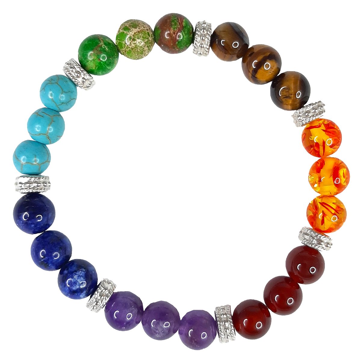 Earth Stone Collection - 7 Crystal Chakra Healing Bracelet - The Flex