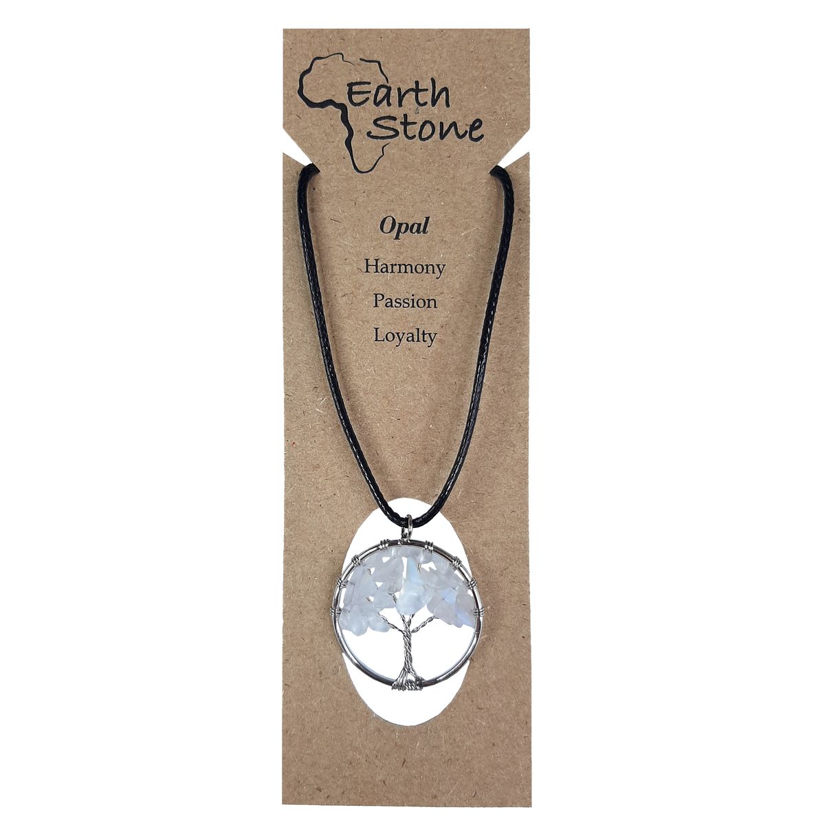 Earth Stone Collection - Round Opal Tree Of Life Stone Necklace - The Flex