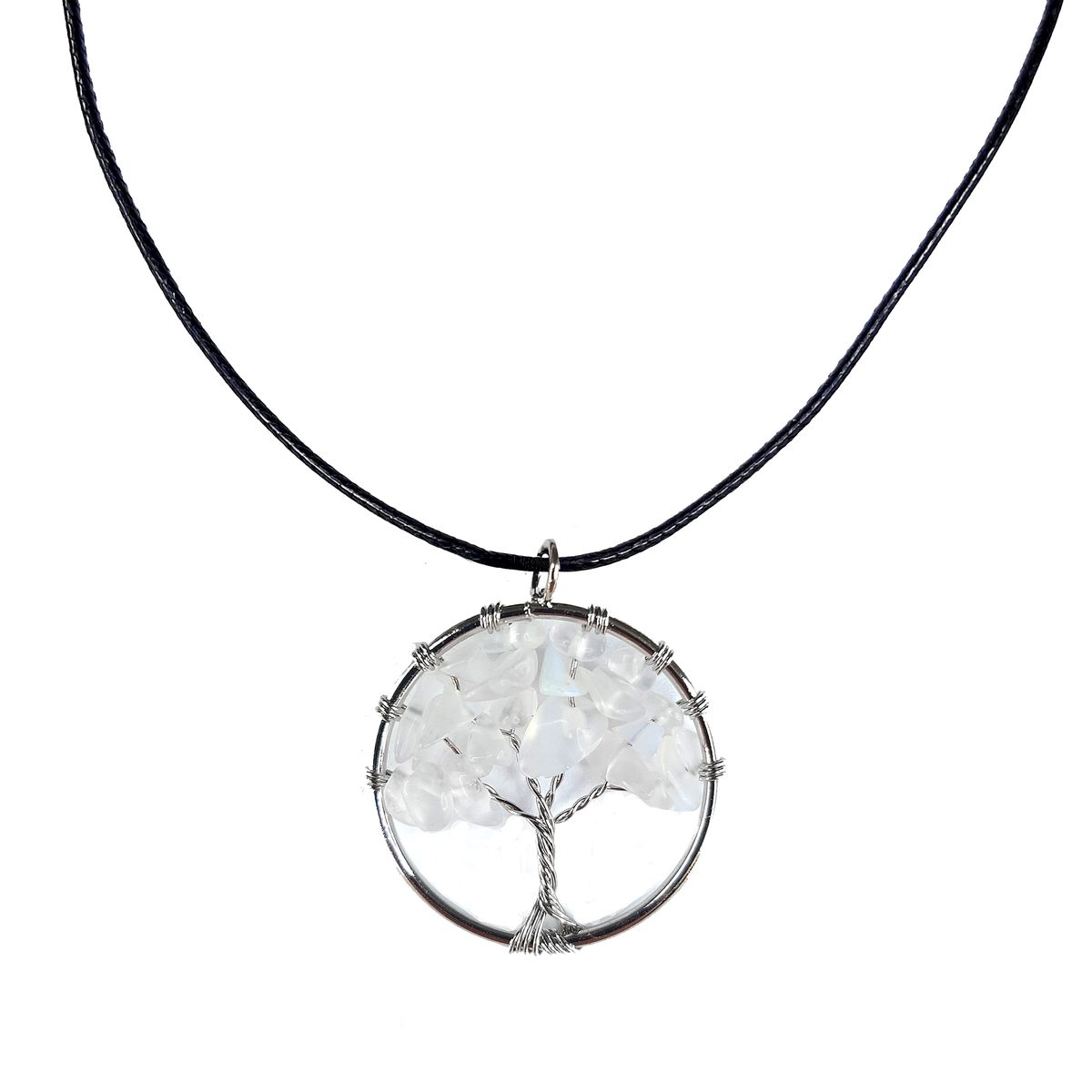 Earth Stone Collection - Round Opal Tree Of Life Stone Necklace - The Flex