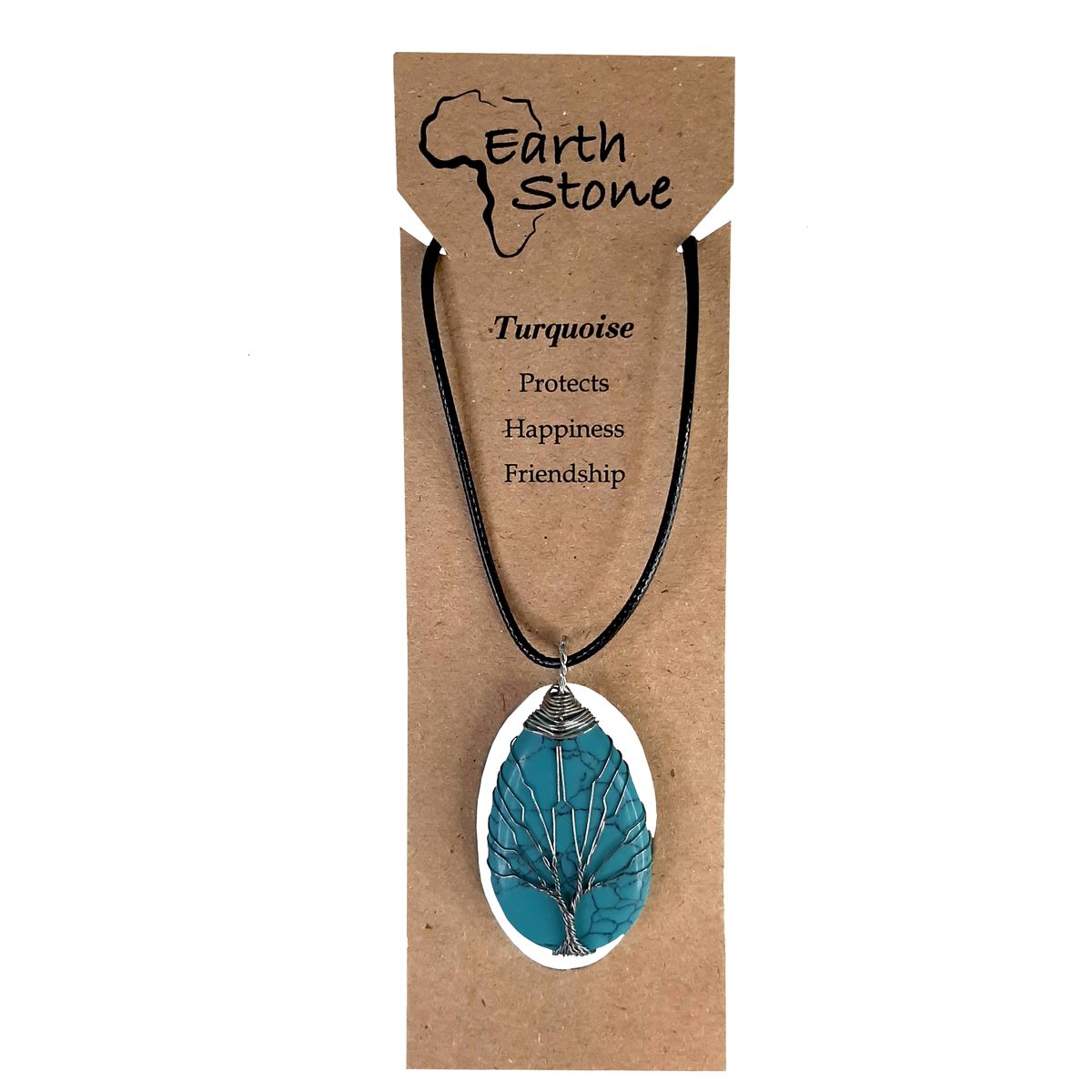 Earth Stone Collection - Wire Tree Of Life - Turquoise Stone Necklace - The Flex