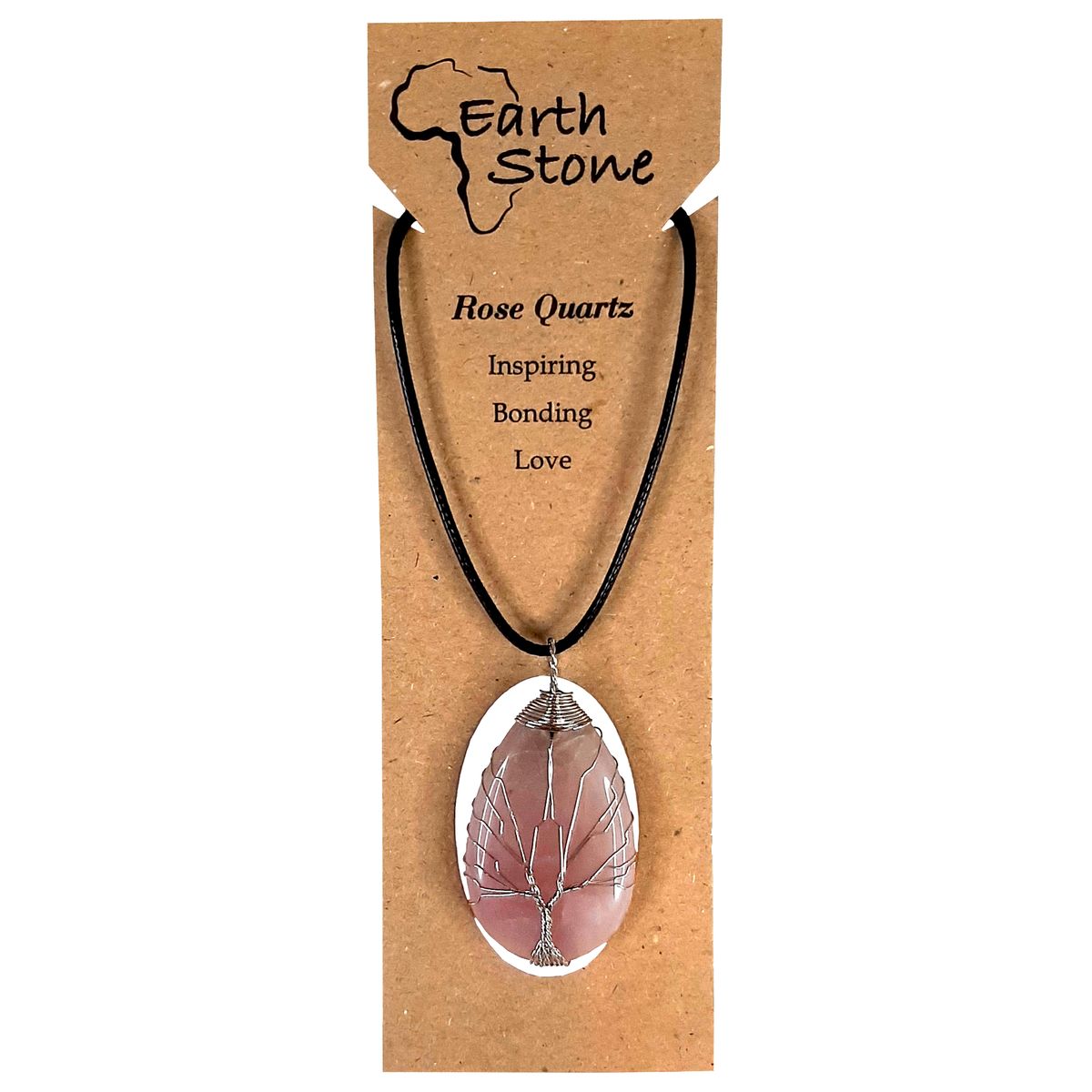 Earth Stone Collection - Wire Tree Of Life - Rose Quartz Stone Necklace - The Flex